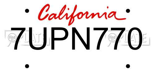 7UPN770 California License Plate