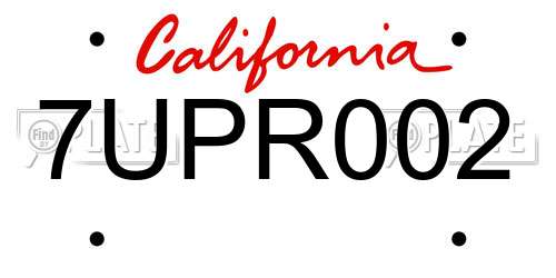7UPR002 California License Plate
