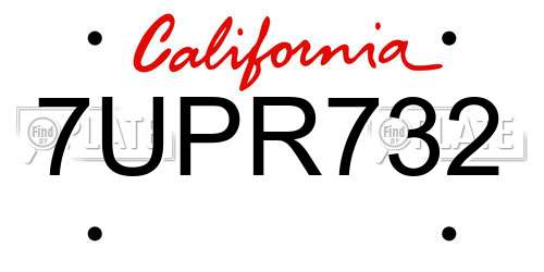 7UPR732 California License Plate