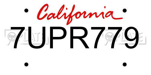 7UPR779 California License Plate
