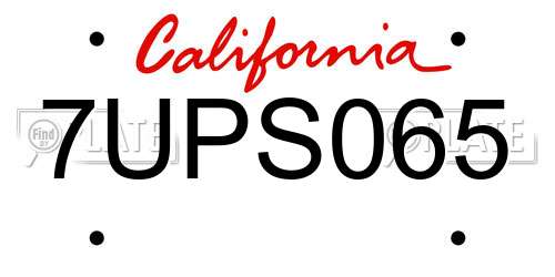 7UPS065 California License Plate