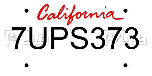 7UPS373 California License Plate