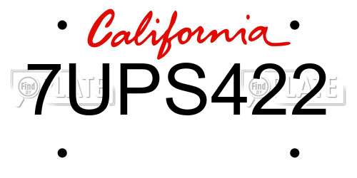 7UPS422 California License Plate