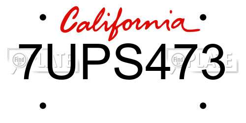 7UPS473 California License Plate