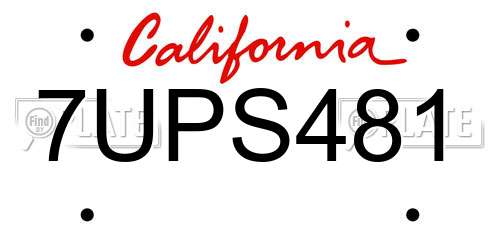 7UPS481 California License Plate