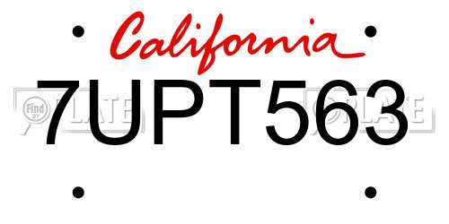 7UPT563 California License Plate