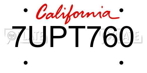 7UPT760 California License Plate