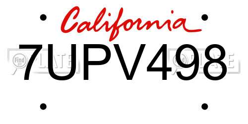 7UPV498 California License Plate