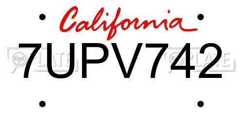 7UPV742 California License Plate
