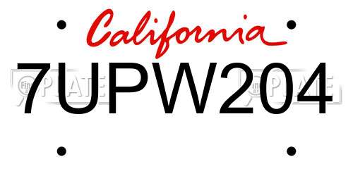 7UPW204 California License Plate