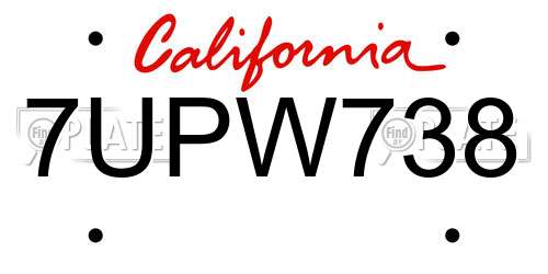7UPW738 California License Plate