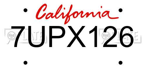 7UPX126 California License Plate
