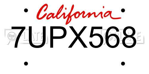 7UPX568 California License Plate