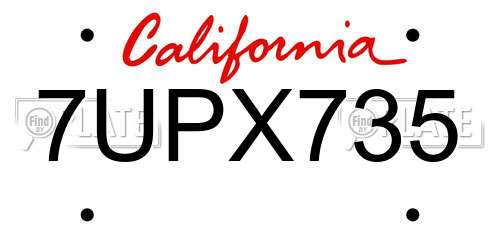 7UPX735 California License Plate