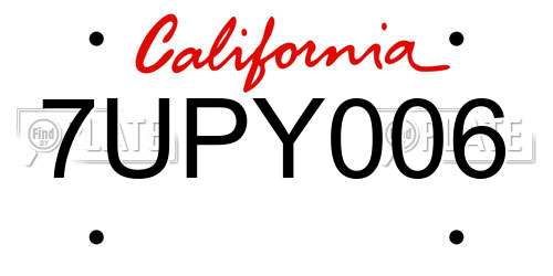7UPY006 California License Plate