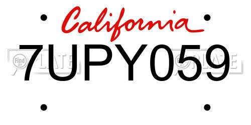 7UPY059 California License Plate