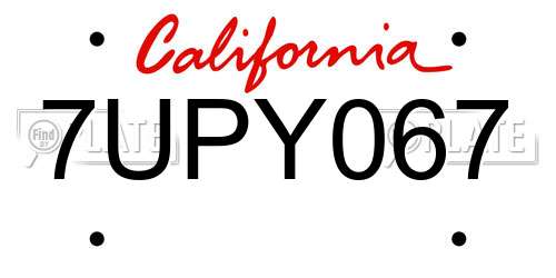 7UPY067 California License Plate