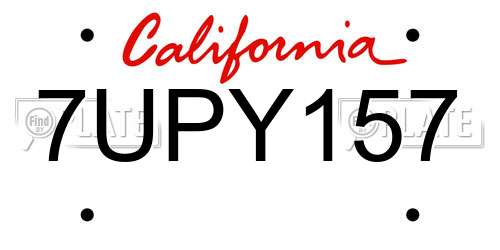 7UPY157 California License Plate