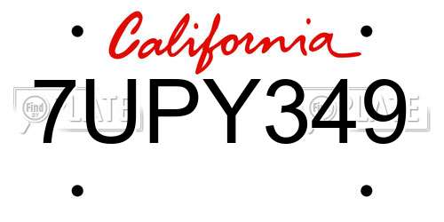 7UPY349 California License Plate