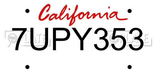 7UPY353 California License Plate