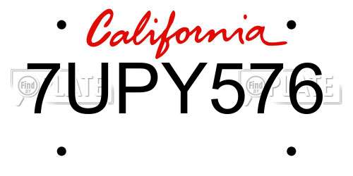 7UPY576 California License Plate