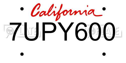 7UPY600 California License Plate