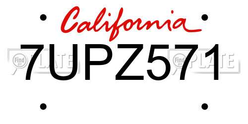7UPZ571 California License Plate
