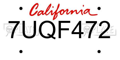 7UQF472 California License Plate