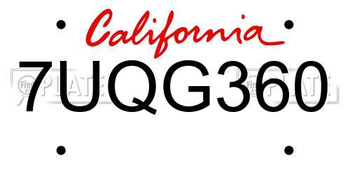 7UQG360 California License Plate