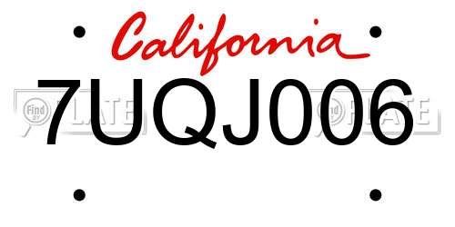 7UQJ006 California License Plate