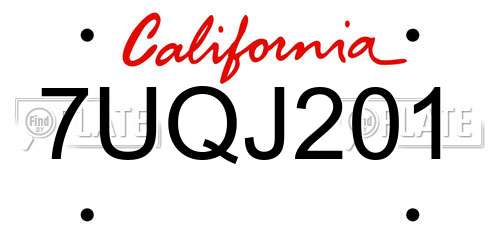 7UQJ201 California License Plate