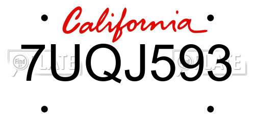 7UQJ593 California License Plate