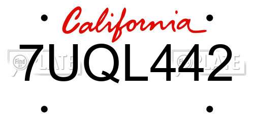 7UQL442 California License Plate