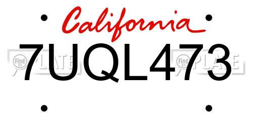 7UQL473 California License Plate