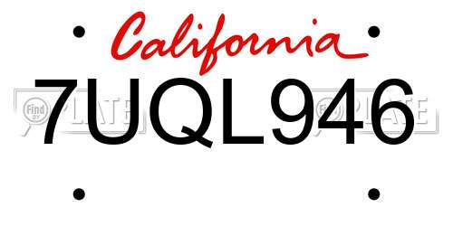 7UQL946 California License Plate