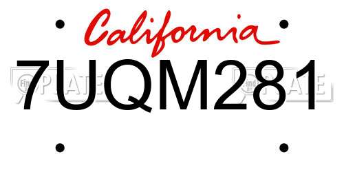 7UQM281 California License Plate