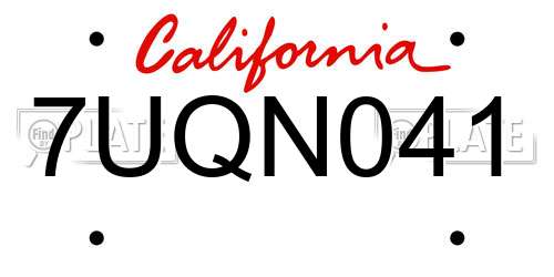 7UQN041 California License Plate