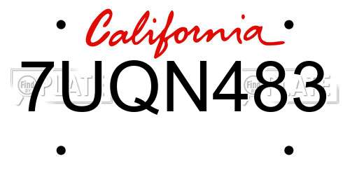 7UQN483 California License Plate
