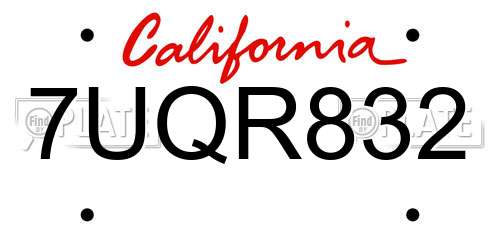 7UQR832 California License Plate