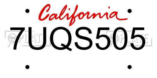 7UQS505 California License Plate