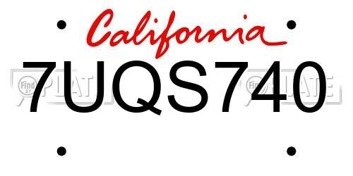 7UQS740 California License Plate