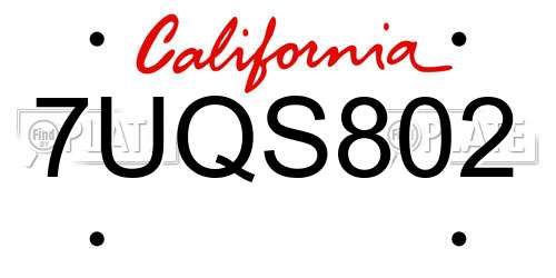 7UQS802 California License Plate