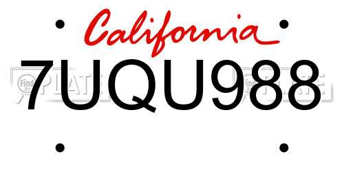 7UQU988 California License Plate