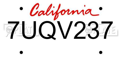 7UQV237 California License Plate