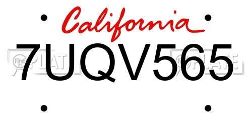 7UQV565 California License Plate