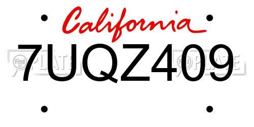 7UQZ409 California License Plate
