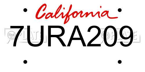 7URA209 California License Plate