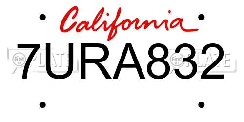 7URA832 California License Plate