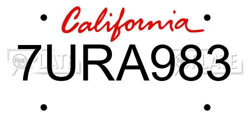 7URA983 California License Plate