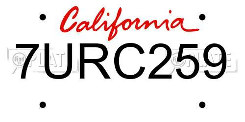 7URC259 California License Plate